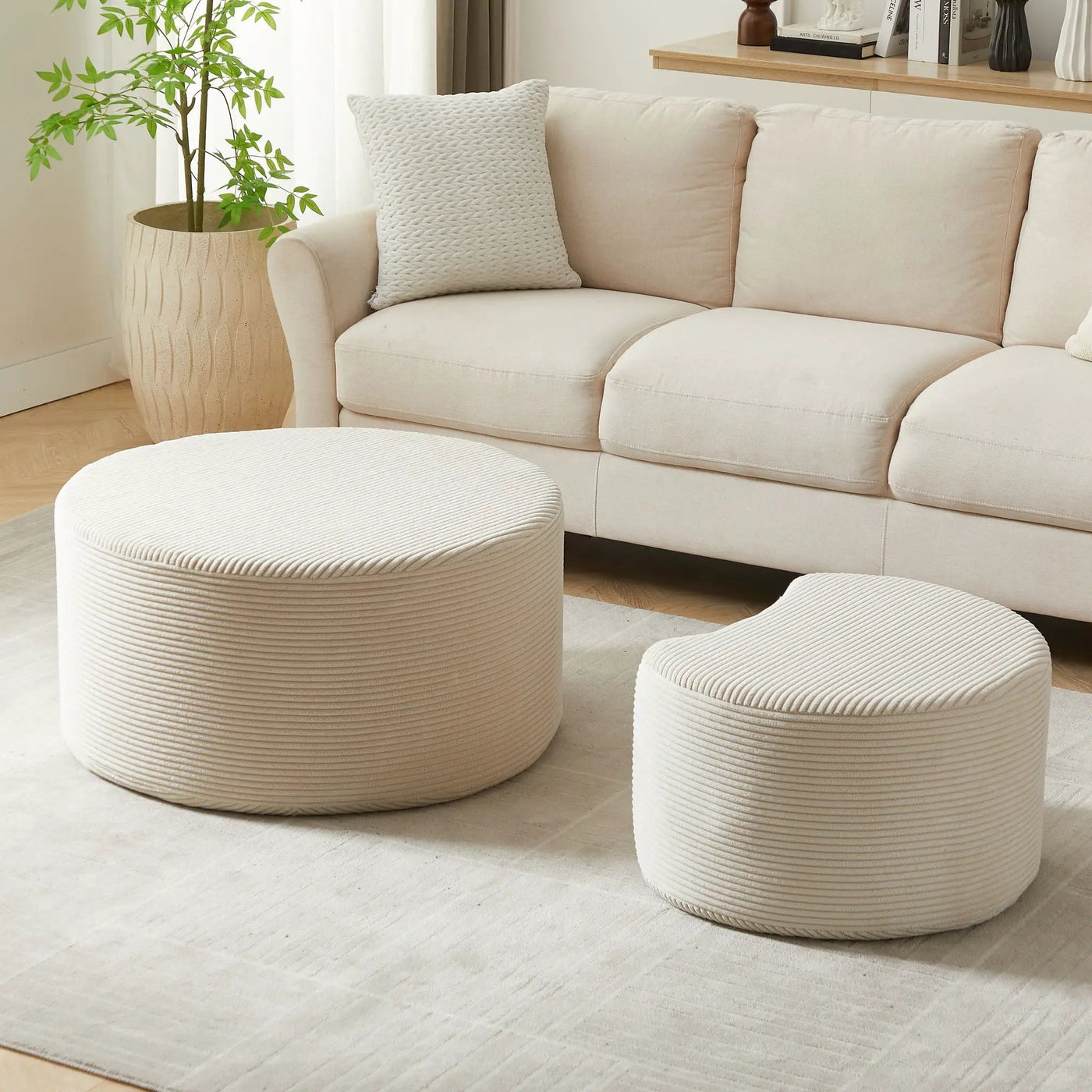 Modern Upholstered Round Coffee Table For Living Room (Set of 2) by HouseOfZazla