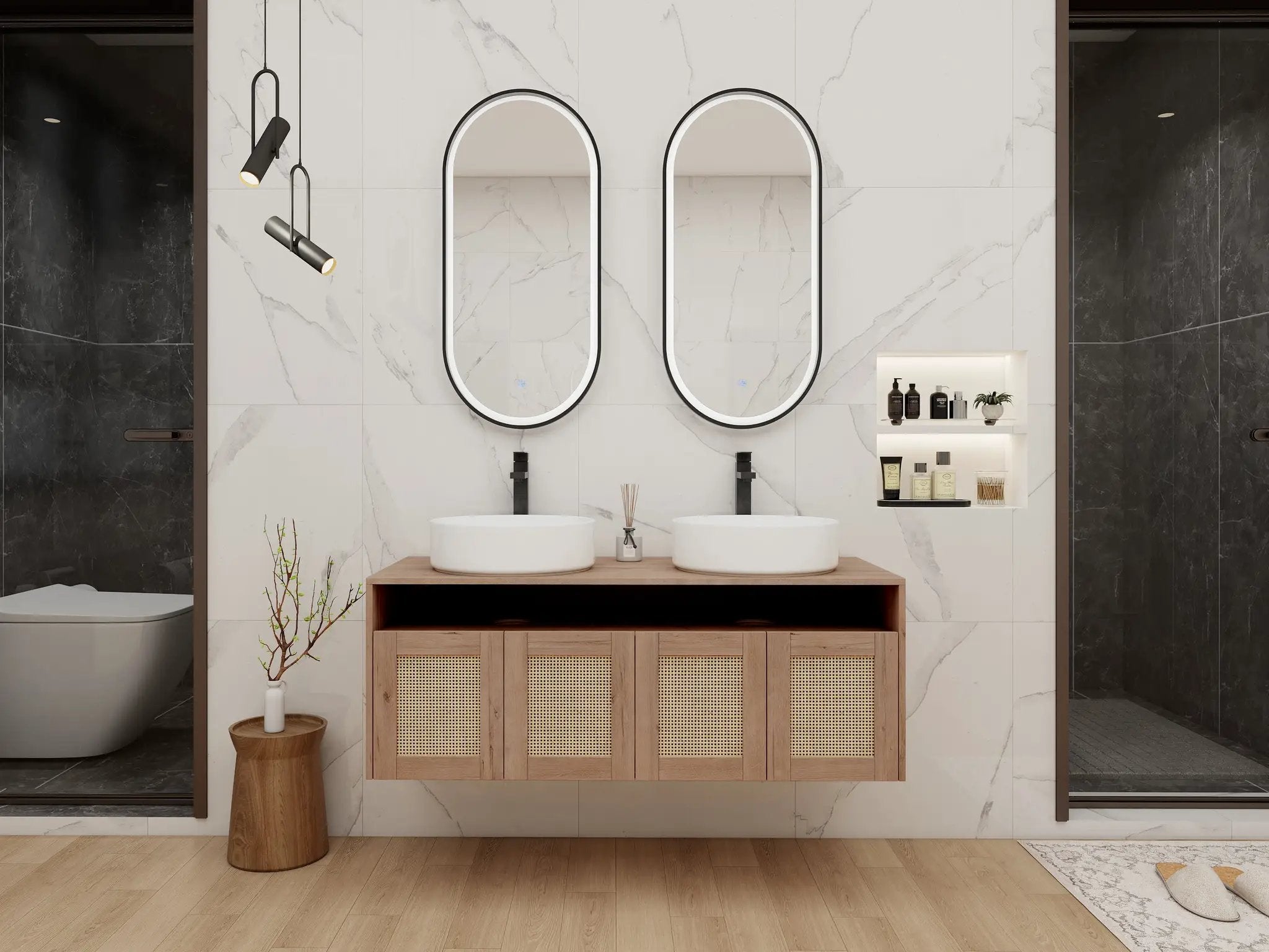 48" Bathroom Vanity with Ceramic Art Sinks by HouseOfZazla