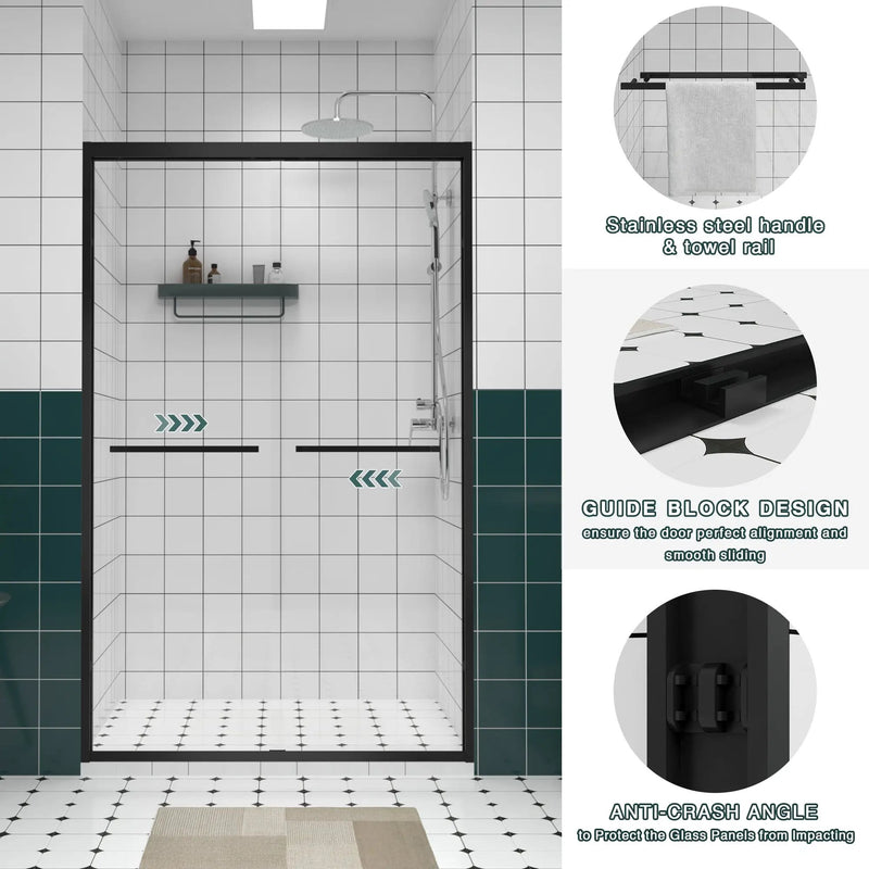 Aluminum Frame Double Sliding Shower Door - Bypass Bathroom Door by HouseOfZazla