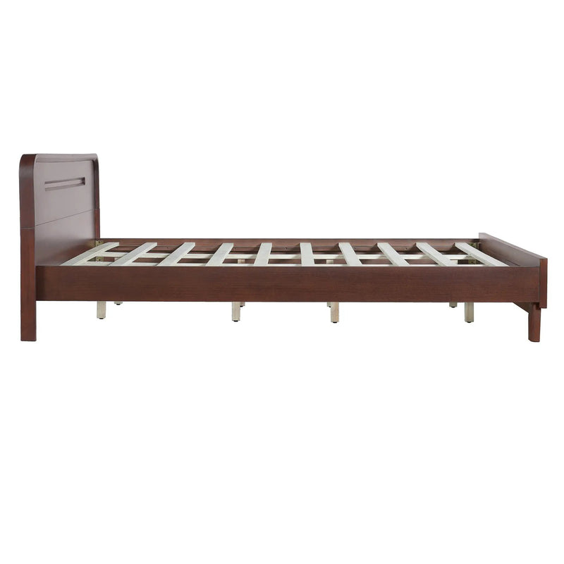Pine Solid Wood Queen Size Bed, Dark Walnut by HouseOfZazla