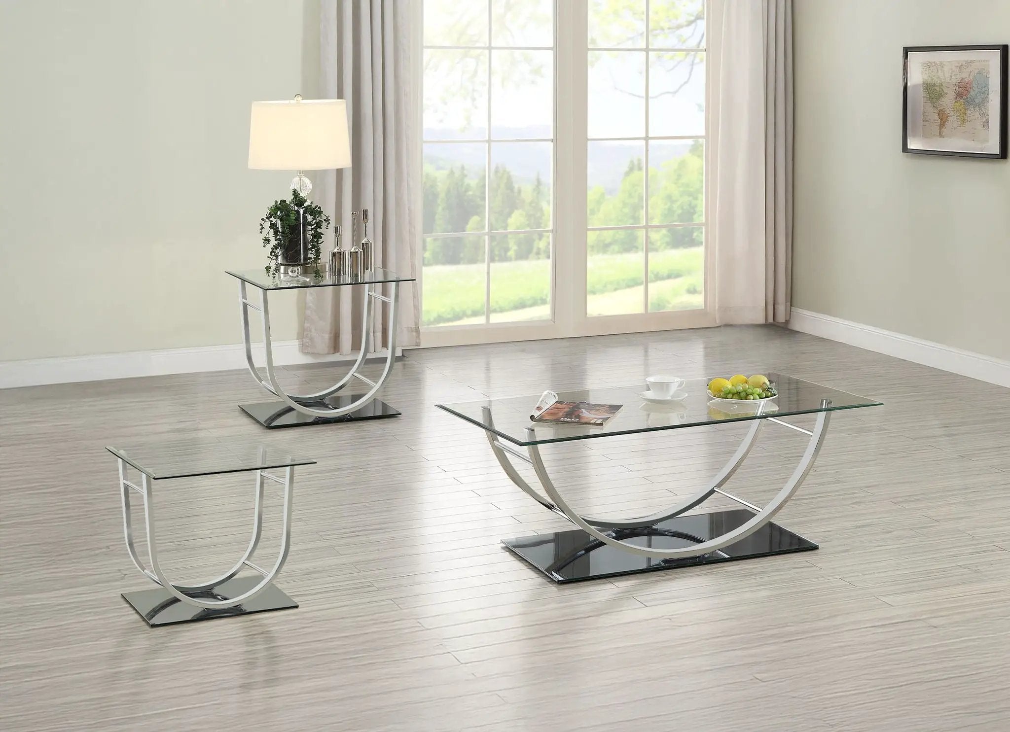 Danville 3-piece Glass Top Coffee and End Table Set Chrome by Unique Piece Furniture