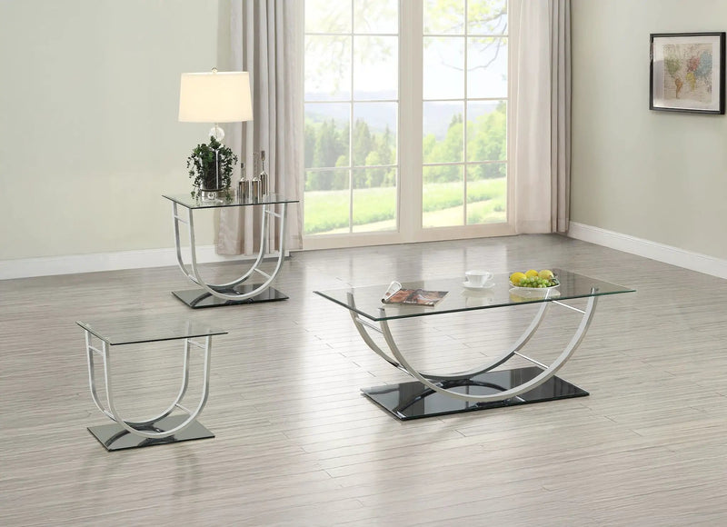 Danville 3-piece Glass Top Coffee and End Table Set Chrome by Unique Piece Furniture