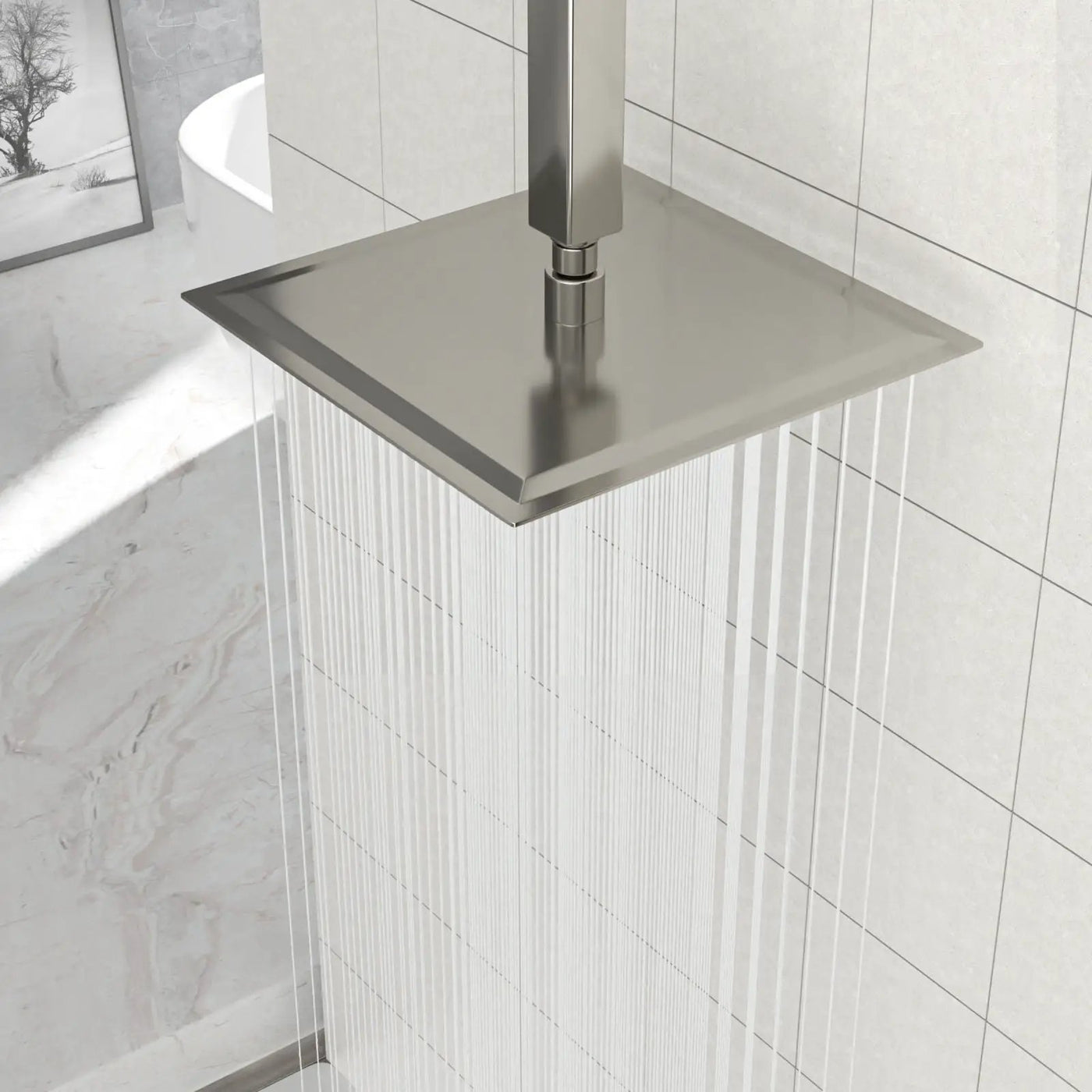 Modern 10" Square Rainfall Shower Head & Stainless Steel Wall Or Ceiling Mount Luxury Spa Shower Panel by HouseOfZazla