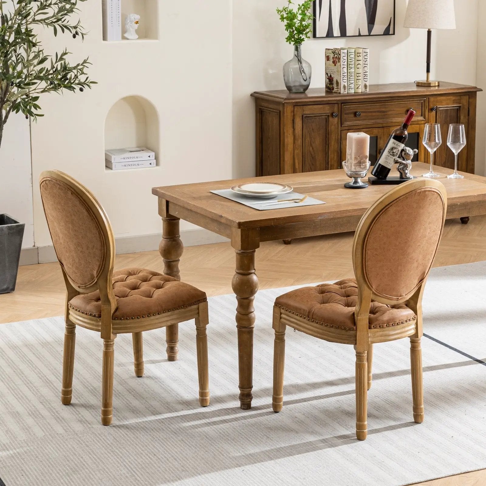 Set of 2 French Style Solid Wood Antique Dining Chairs by BLAKHOM