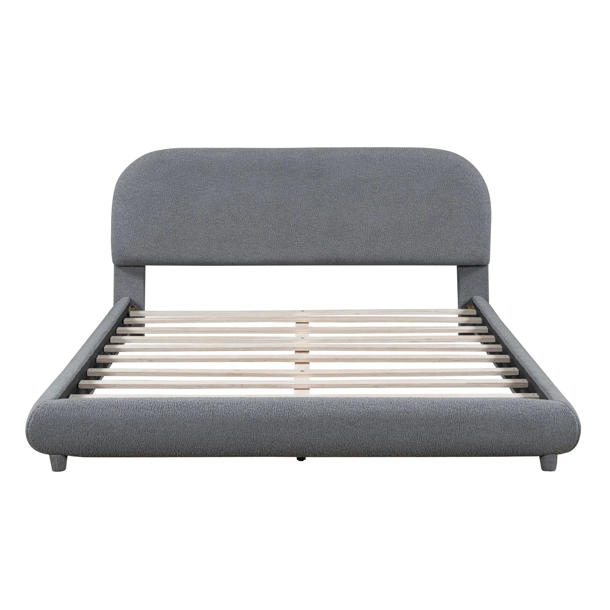 Upholstered Platform Bed With Thick Solid Frame And Stylish Curve-Shaped Design by Unique Piece Furniture
