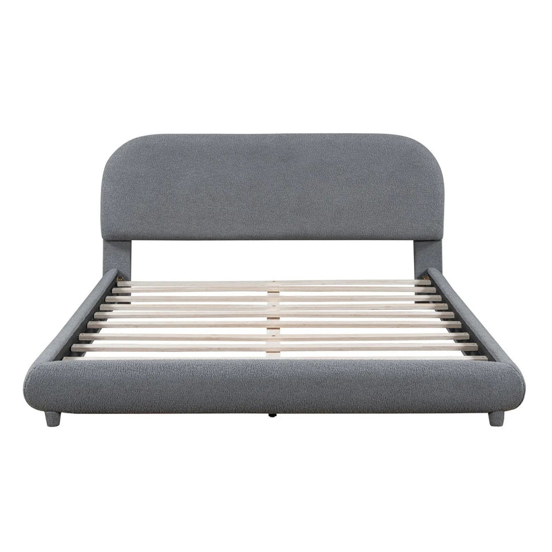 Upholstered Platform Bed With Thick Solid Frame And Stylish Curve-Shaped Design by Unique Piece Furniture