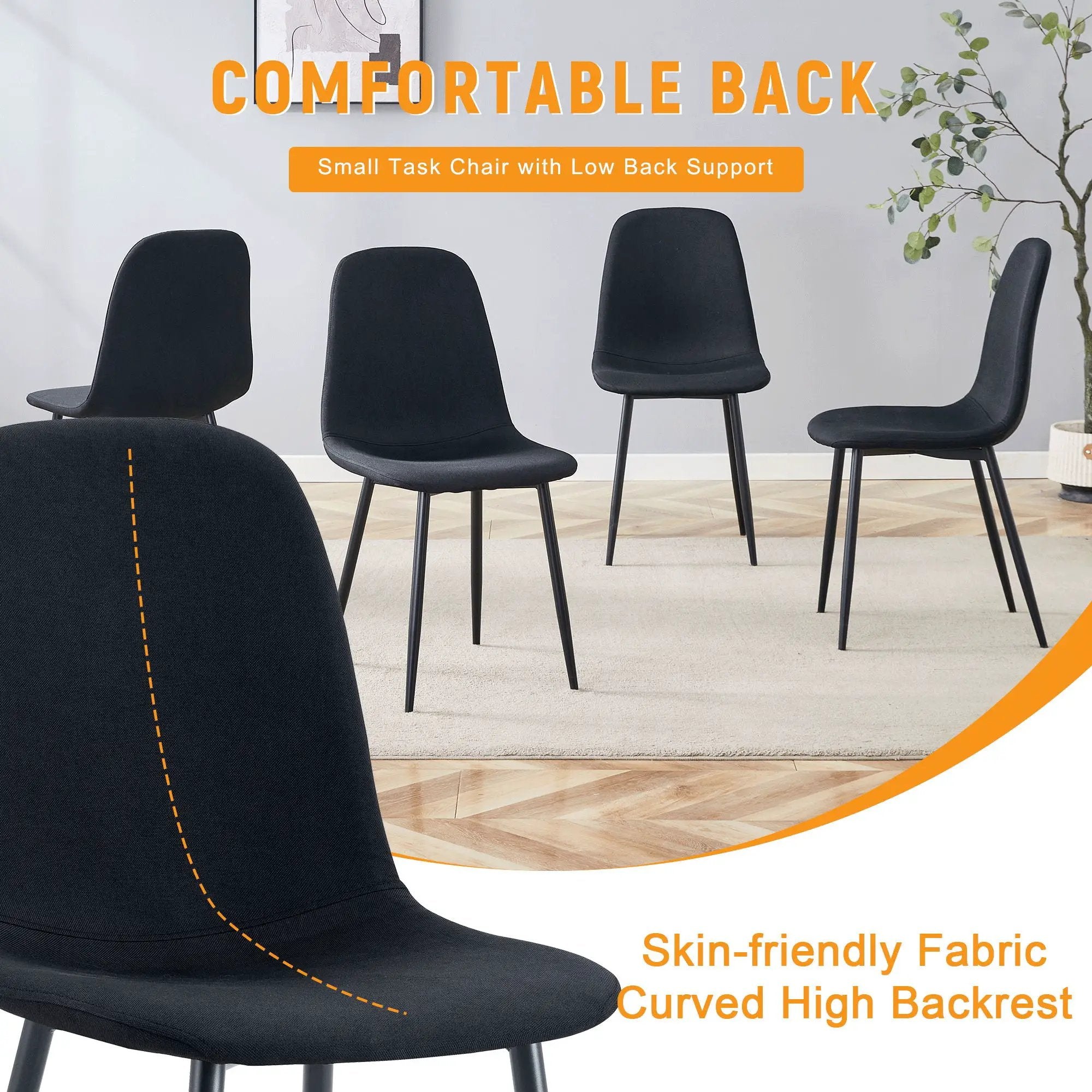 Modern Medieval Style Cushioned Side Chairs Set With Metal Legs For Kitchens by Unique Piece Furniture