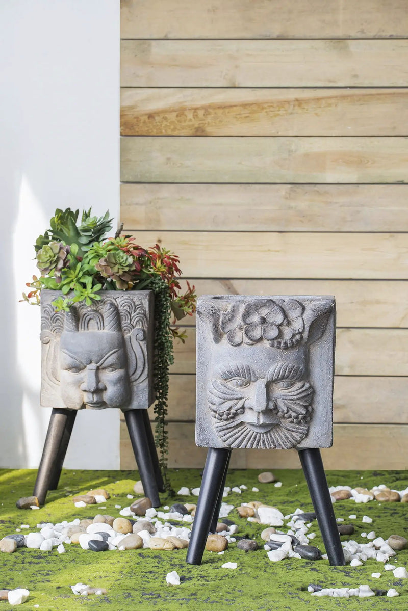 Greek God Statue Planter With Legs - Gray by Unique Piece Furniture