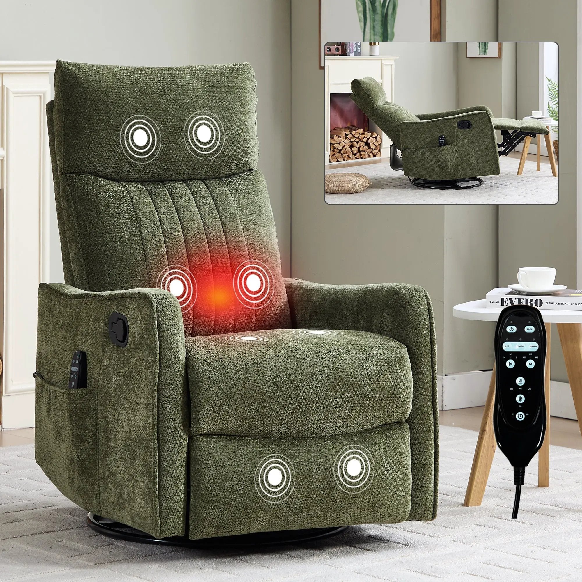 Green Heat Massage Manual Recliner Chair by HouseOfZazla
