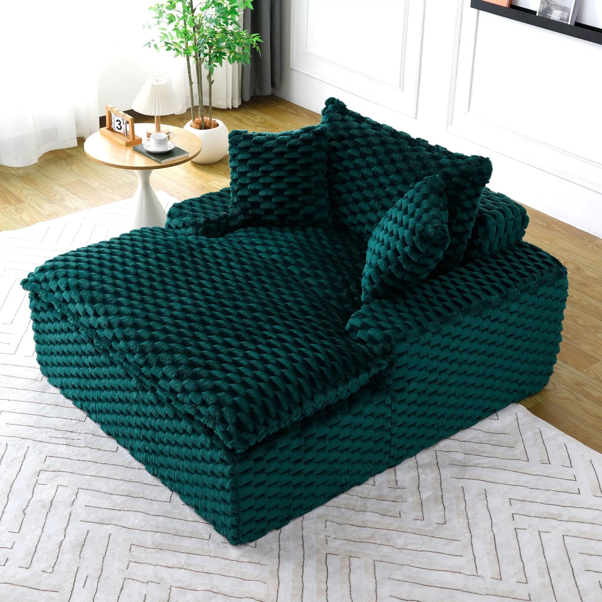Comfort Bearing Sofa With 2 Pillows And 1 Backrest - Green by Unique Piece Furniture