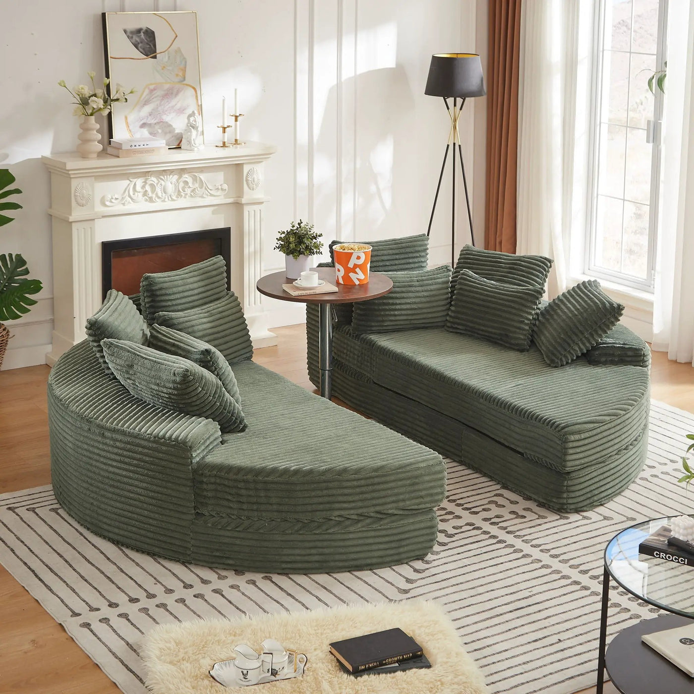 Round Oversized Sofa Bed With 5 Throw Pillows by HouseOfZazla