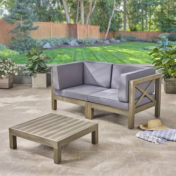 Brava X-Back 2 Seater Sectional Loveseat with Coffee Table by HouseOfZazla