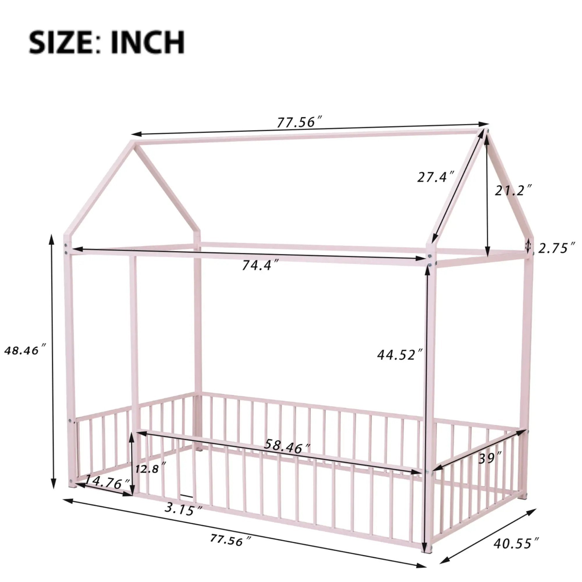 Metal Bed House Bed Frame With Fence by HouseOfZazla