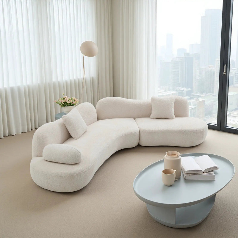 Modern Curved Modular Boucle 5-Seater Sofa by HouseOfZazla