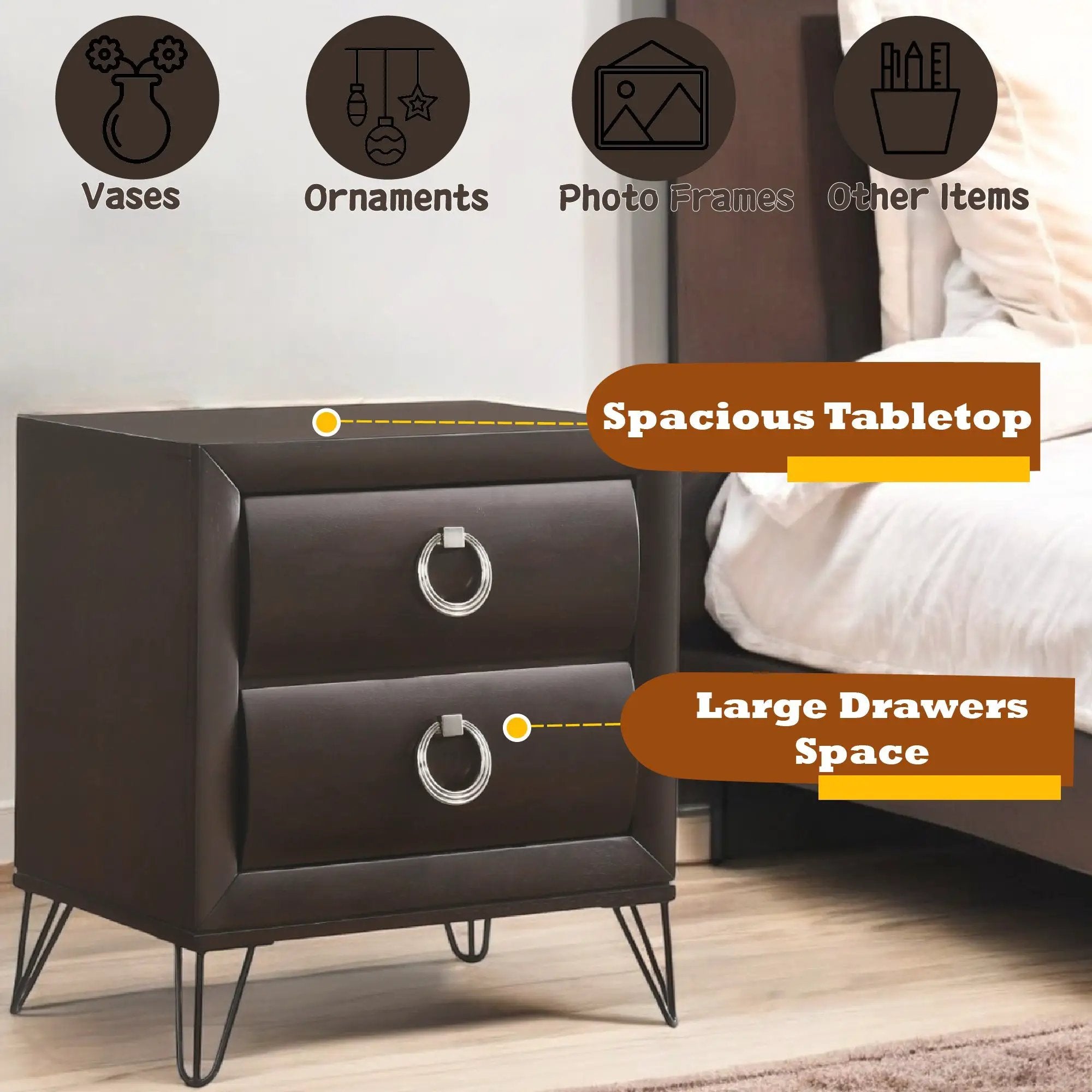 Tablita Dark Merlot Finish Nightstand by HouseOfZazla