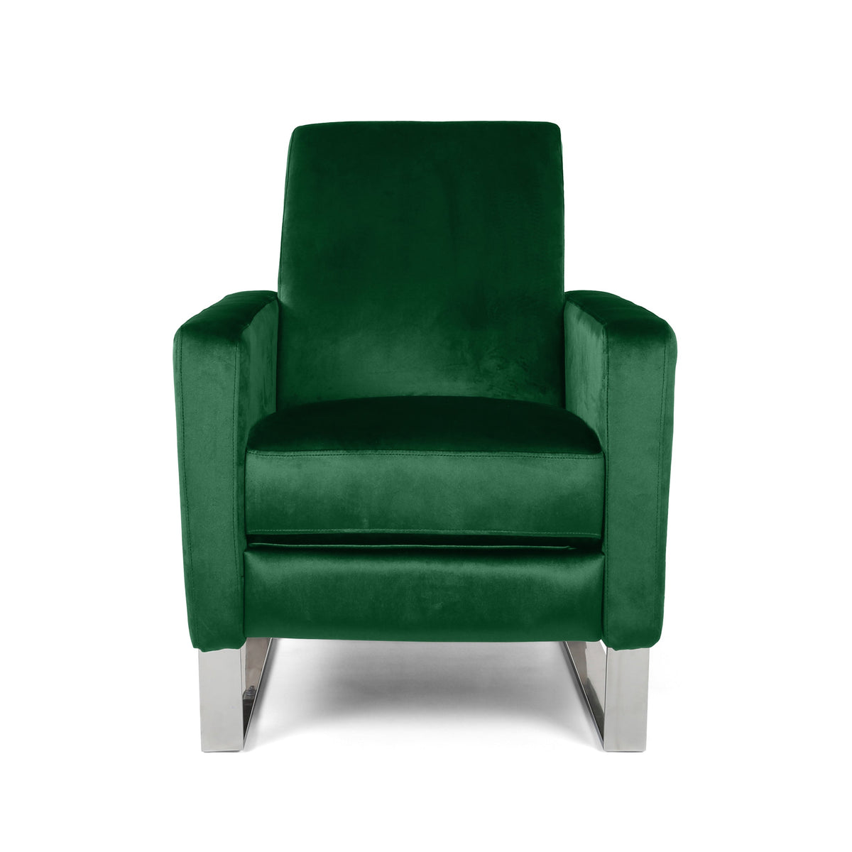 Velvet Push Back Recliner with Metal Legs - Emerald or Blue, photo 3 of 10