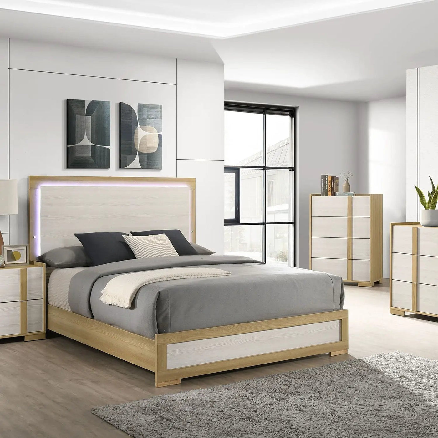 Lincoln - LED Panel Bed With Touch Light Headboard by HouseOfZazla