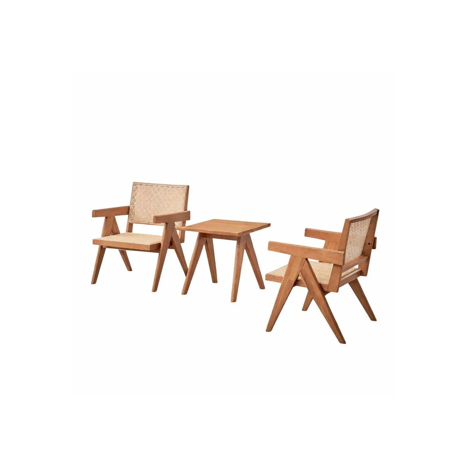 3 Piece Accent Chair Set And Matching End Table For Living Room - Natural by HouseOfZazla