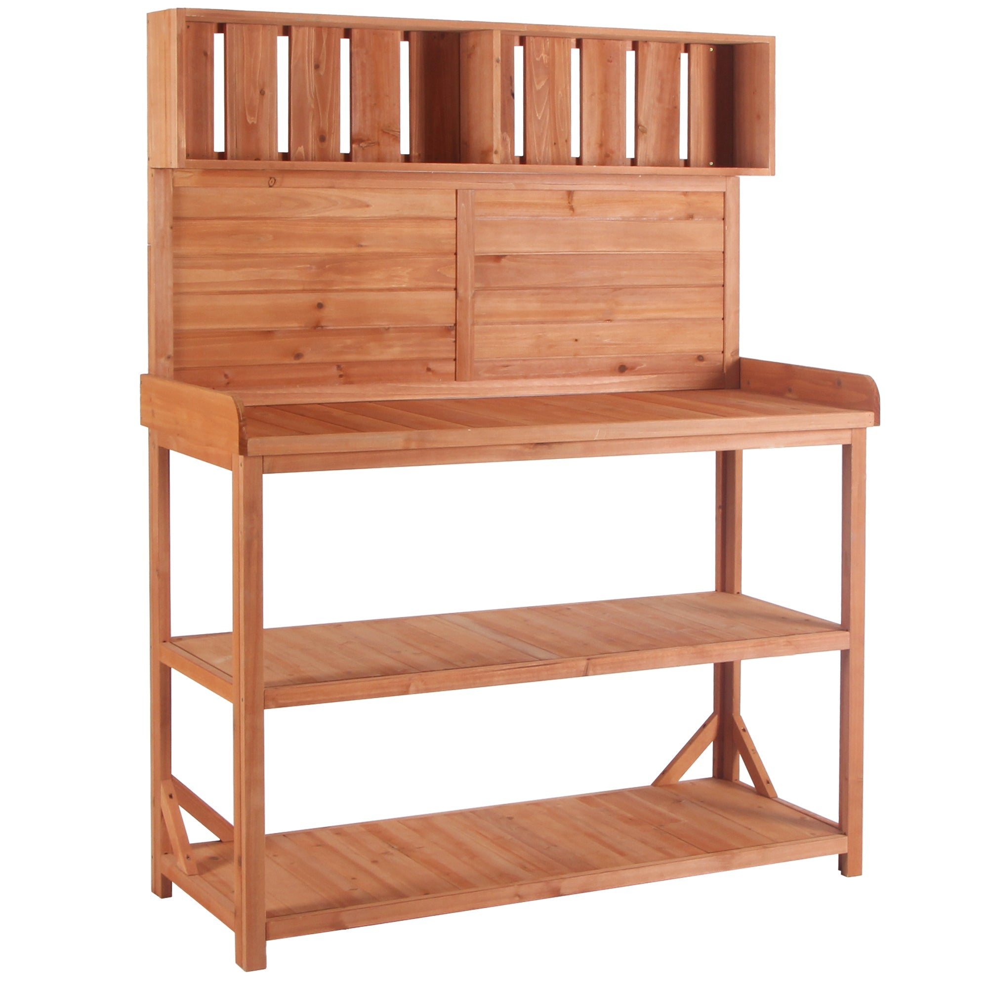 TOPMAX 65' Large Wooden Farmhouse Rustic Outdoor Potting Bench Table by HouseOfZazla