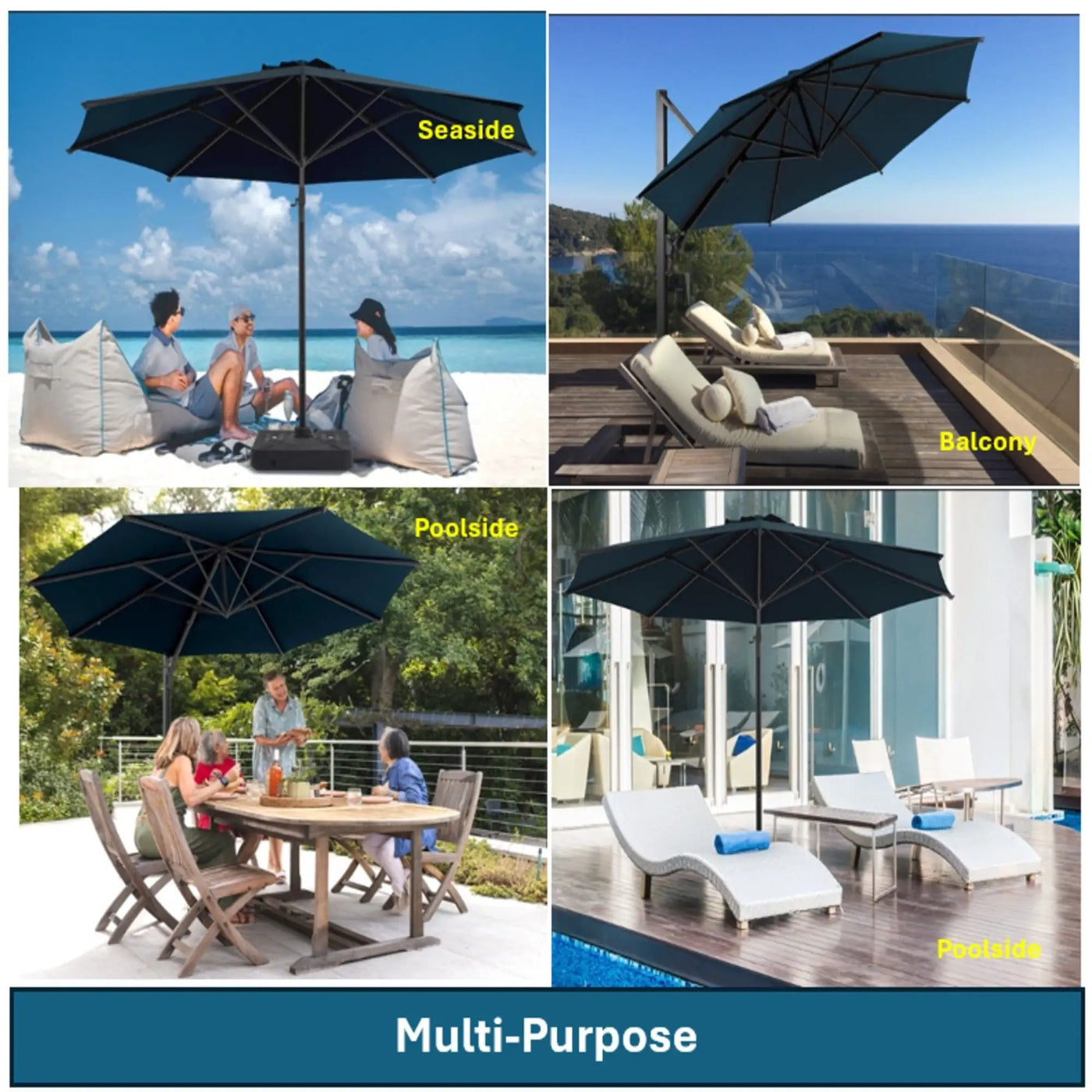 Round Cantilever Patio Umbrella With 360 Rotation & Infinite Tilt Adjustment by HouseOfZazla