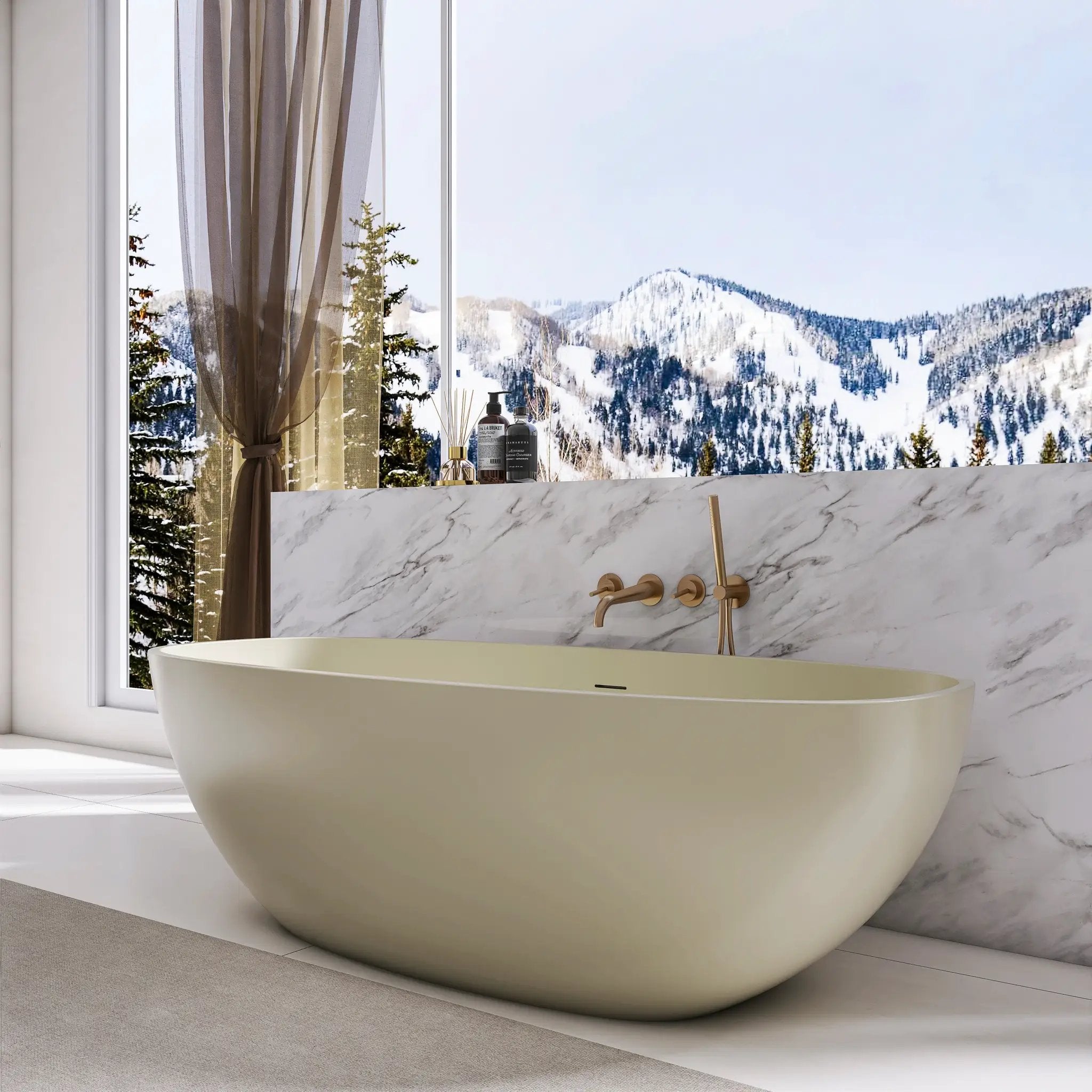 66.9 Inch Freestanding Solid Surface Soaking Bathtub by HouseOfZazla