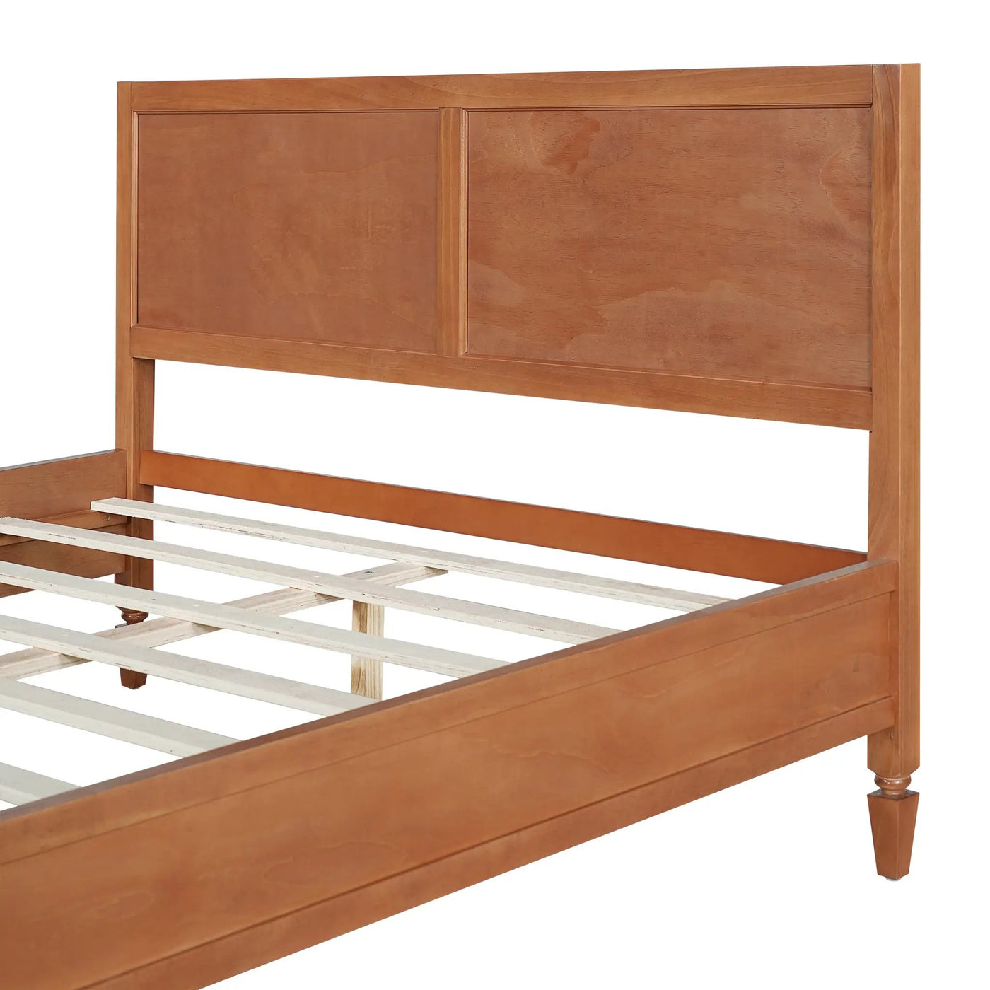 Queen Size Wood Platform Bed Frame with Classic Panel Headboard by HouseOfZazla