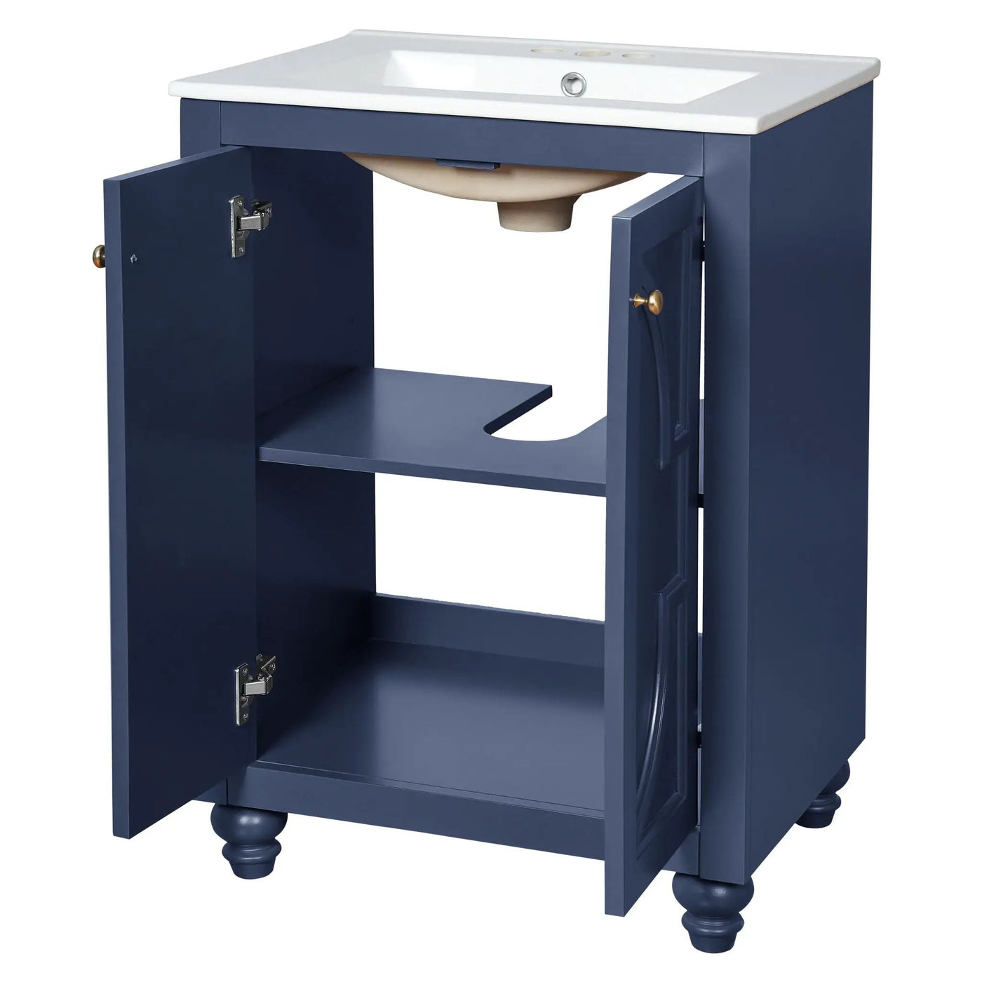 Bathroom Vanity With Ornate Elliptical Motif, Soft Close Hinges by HouseOfZazla