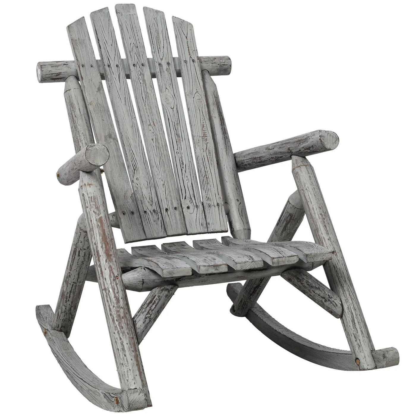 Durable Wooden Porch Rocker, Fir Log Rocking Chair by HouseOfZazla