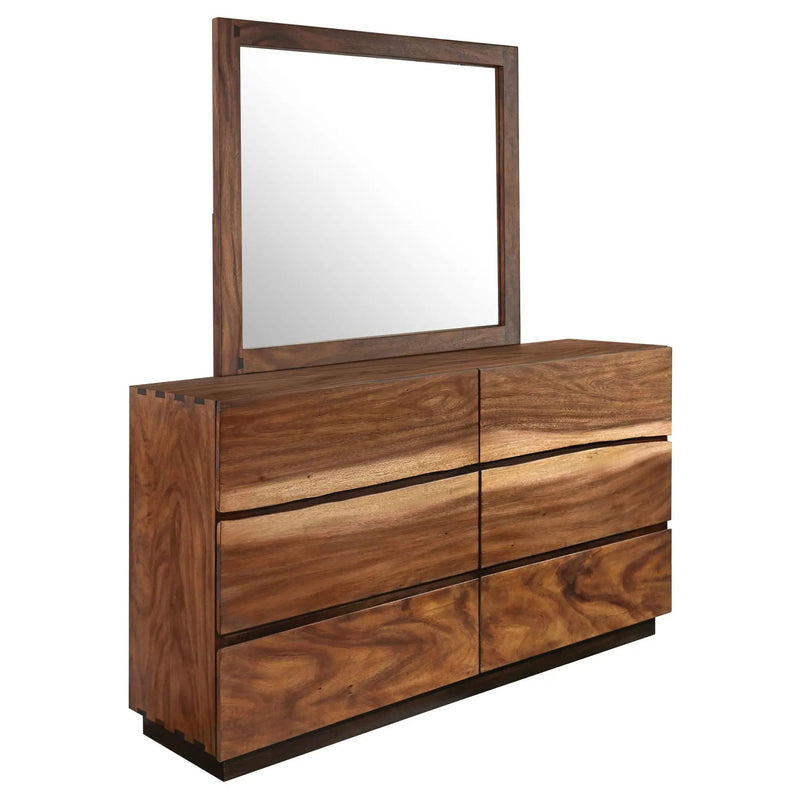 Winslow 6-drawer Dresser with Mirror Smokey Walnut by Unique Piece Furniture