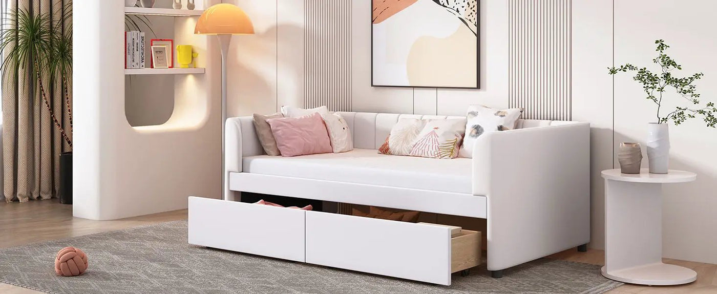 Upholstered Daybed With Ergonomic Design Backrest by HouseOfZazla