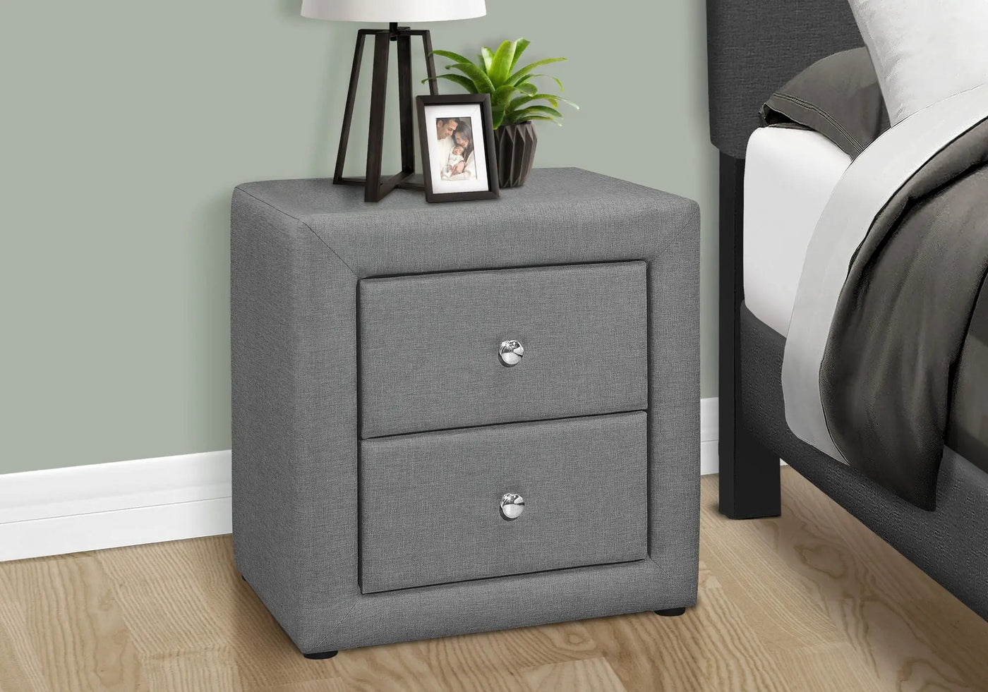 Nightstand With Storage Drawer, Upholstered, Transitional by HouseOfZazla
