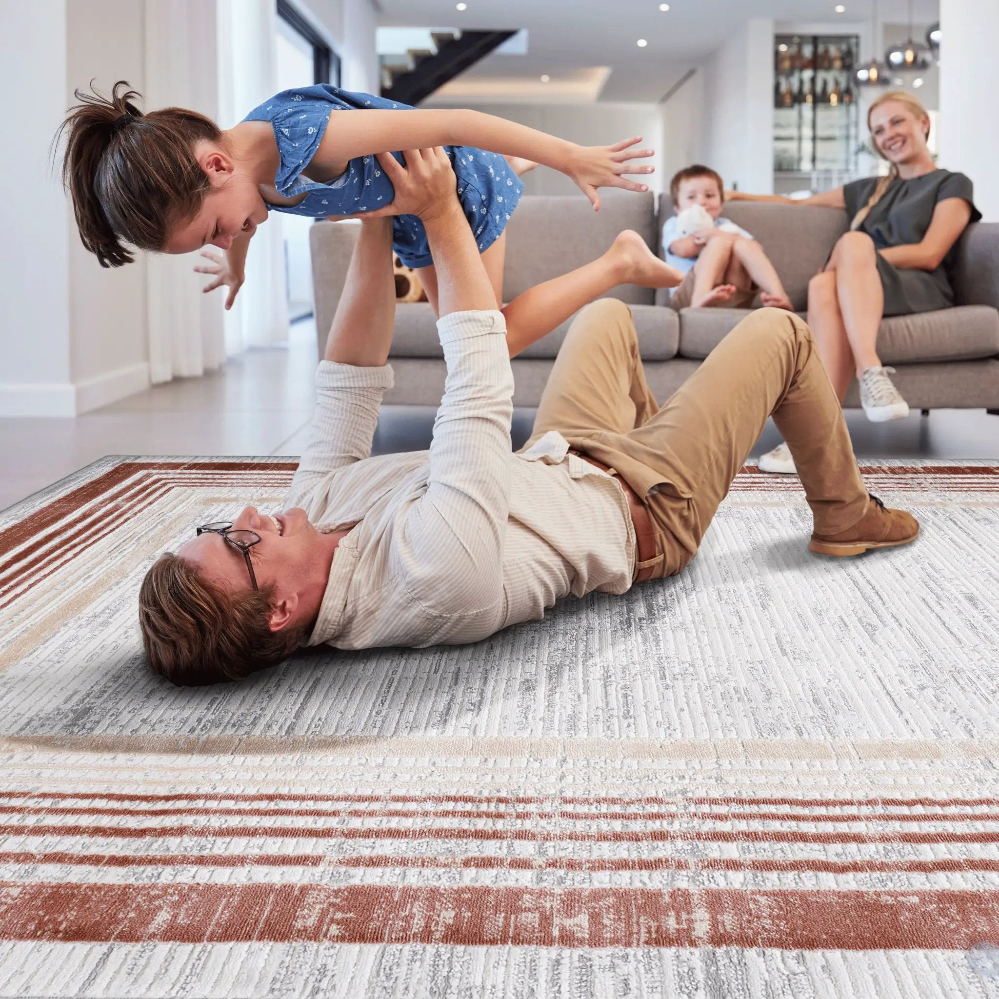 Marfi - 6' X 9' Bordered Area Rug - Brown / Ivory by HouseOfZazla