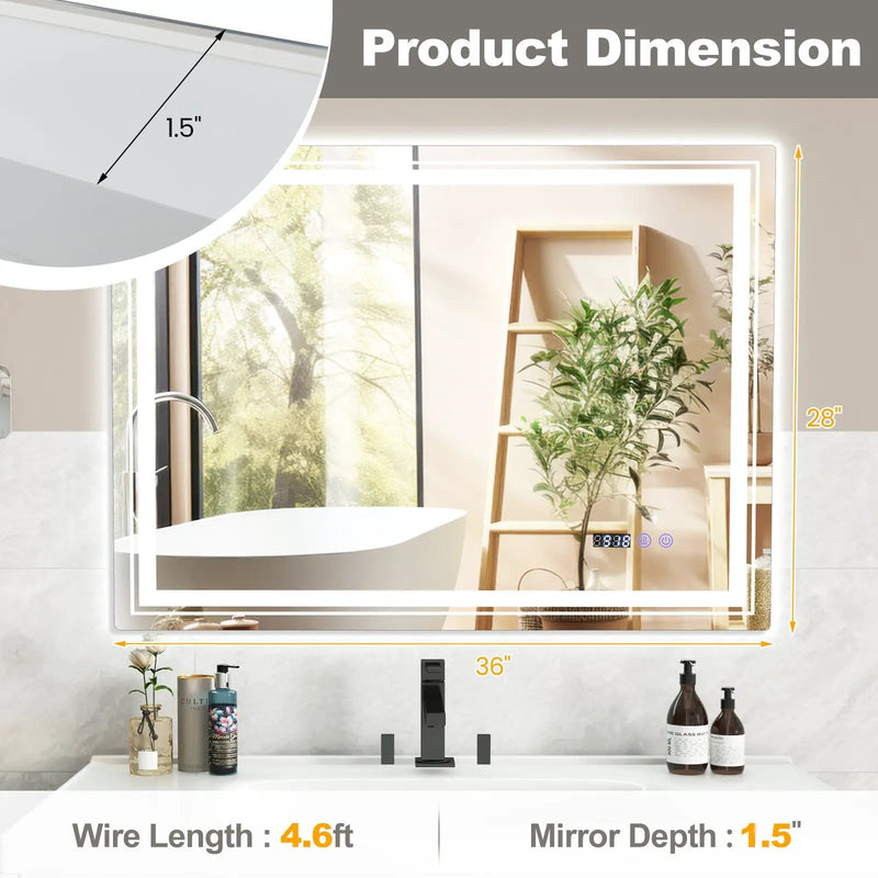 Defogging LED Bathroom Mirror with Memory Function and Anti-Fog by DirectDeals