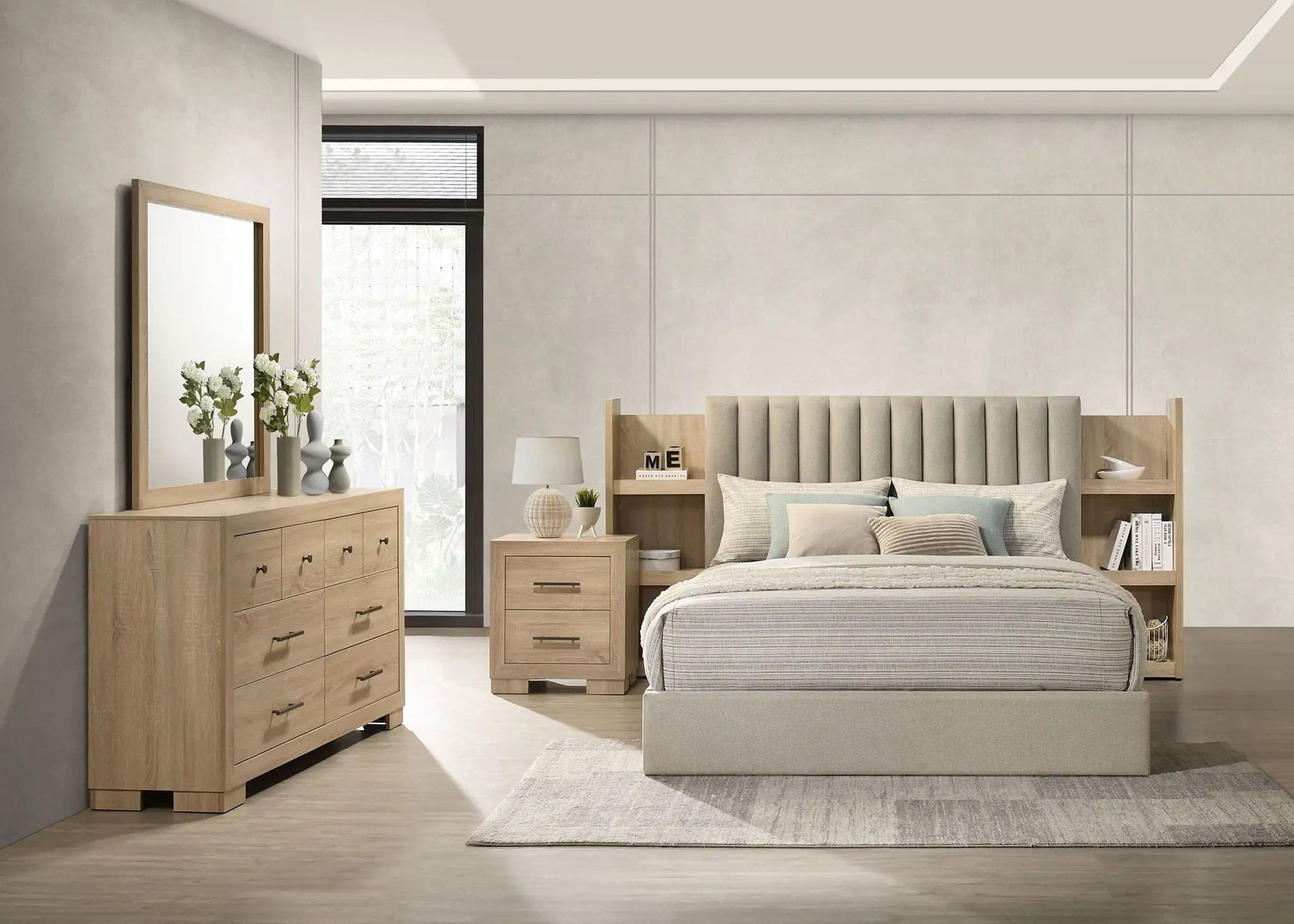 Arielle 4-piece Queen Bedroom Set Light Oak by Unique Piece Furniture