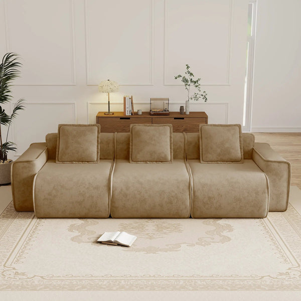 Deep Seat Modular 3 Seat Boneless Sofa with French Edge Piping, photo 2 of 10