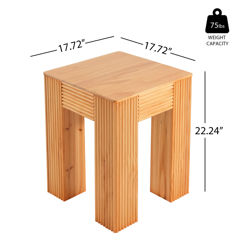 Natural Pine Wood Fluted Side Table with Elephant-Leg Design - Natural Pine, photo 3 of 10