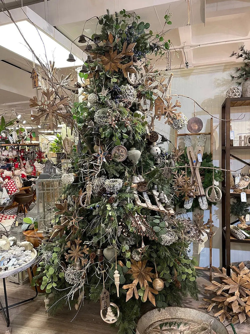 17.7" x 17.7" Large Fir Wood Snowflake Ornaments - Set of 2 by HouseOfZazla