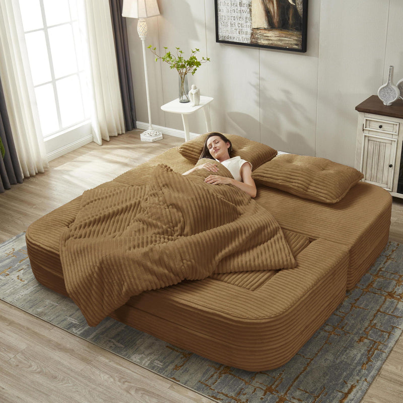 Multi Functional Sectional Sofa Bed With Independent Chaise Lounge And Functional Blanket by HouseOfZazla