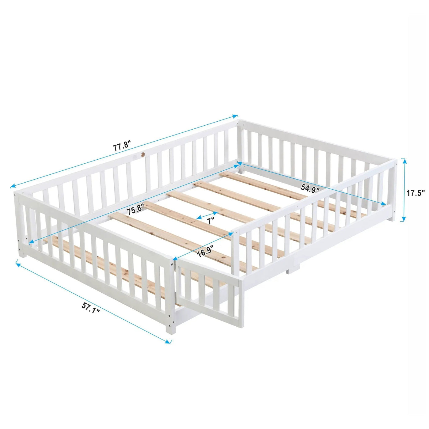Solid Wood Floor Bed With Door And Fence For Children by HouseOfZazla