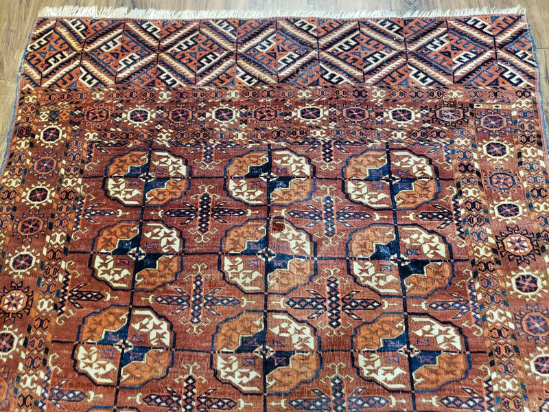 4x7 Antique Yamud Rug Russian Rug Turkoman Rug Fine Weave Rug by Jewel Rugs