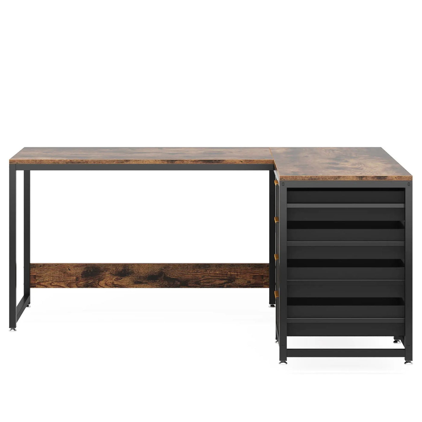 L-Shaped Computer Desk With Drawers And Shelves, Workstation For Home Office by HouseOfZazla