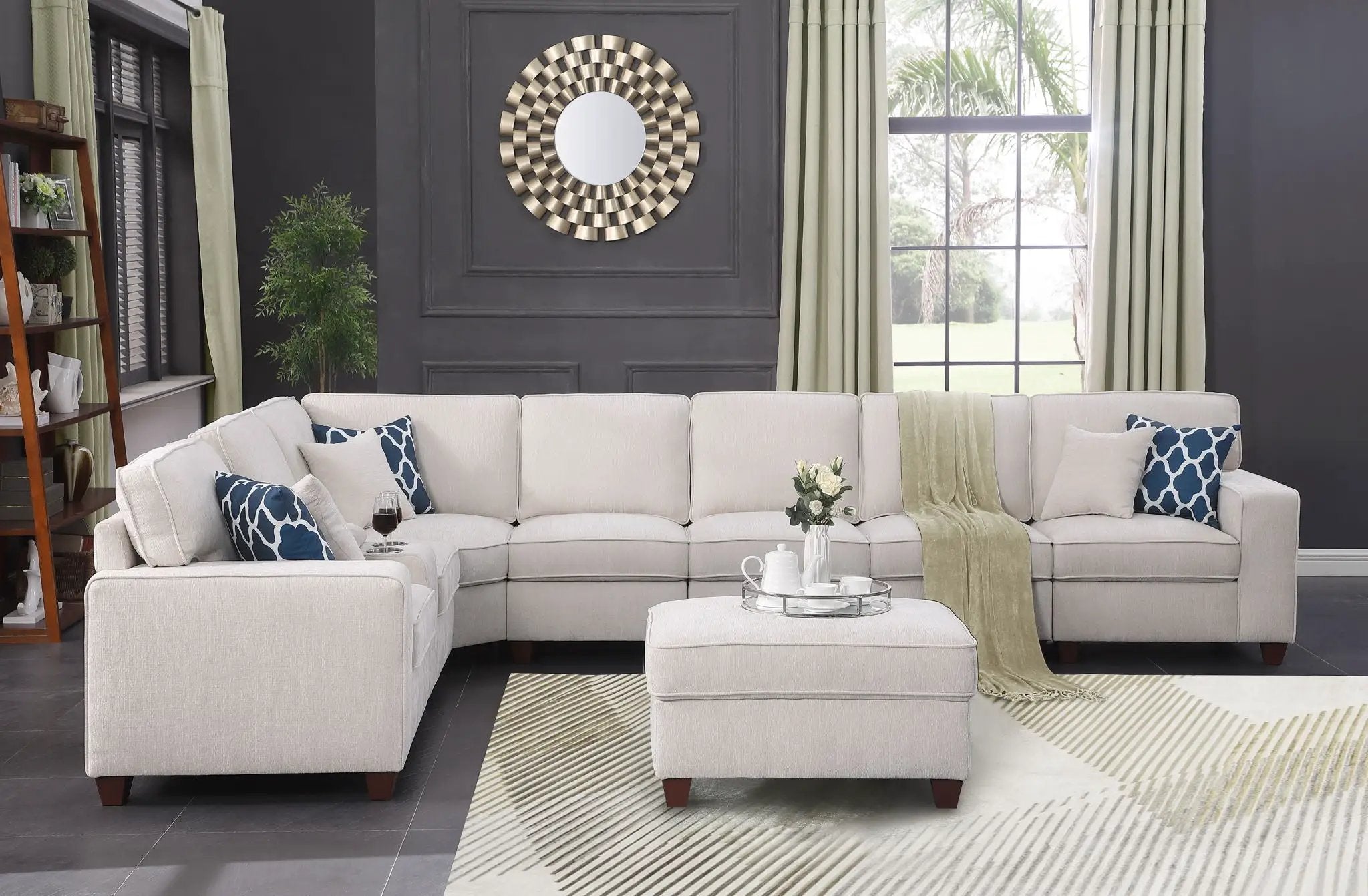 Ted - Sectional Sofa With Ottoman - Beige by Unique Piece Furniture