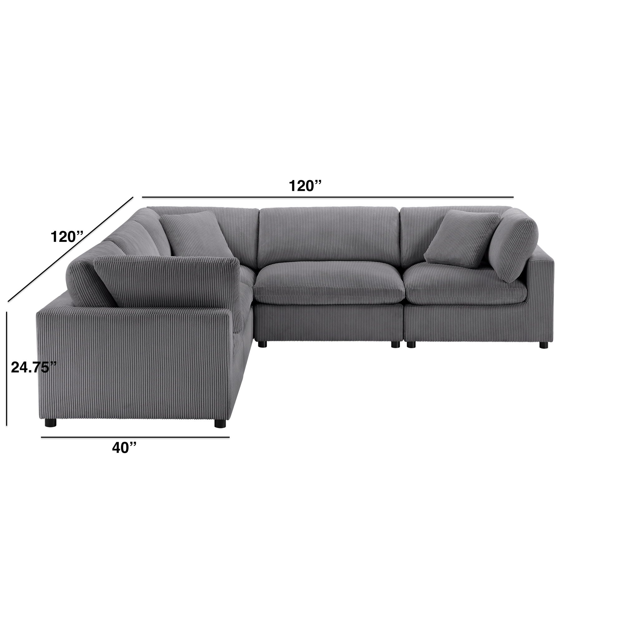 Chelsea - Modular 5 Piece Sectional by HouseOfZazla