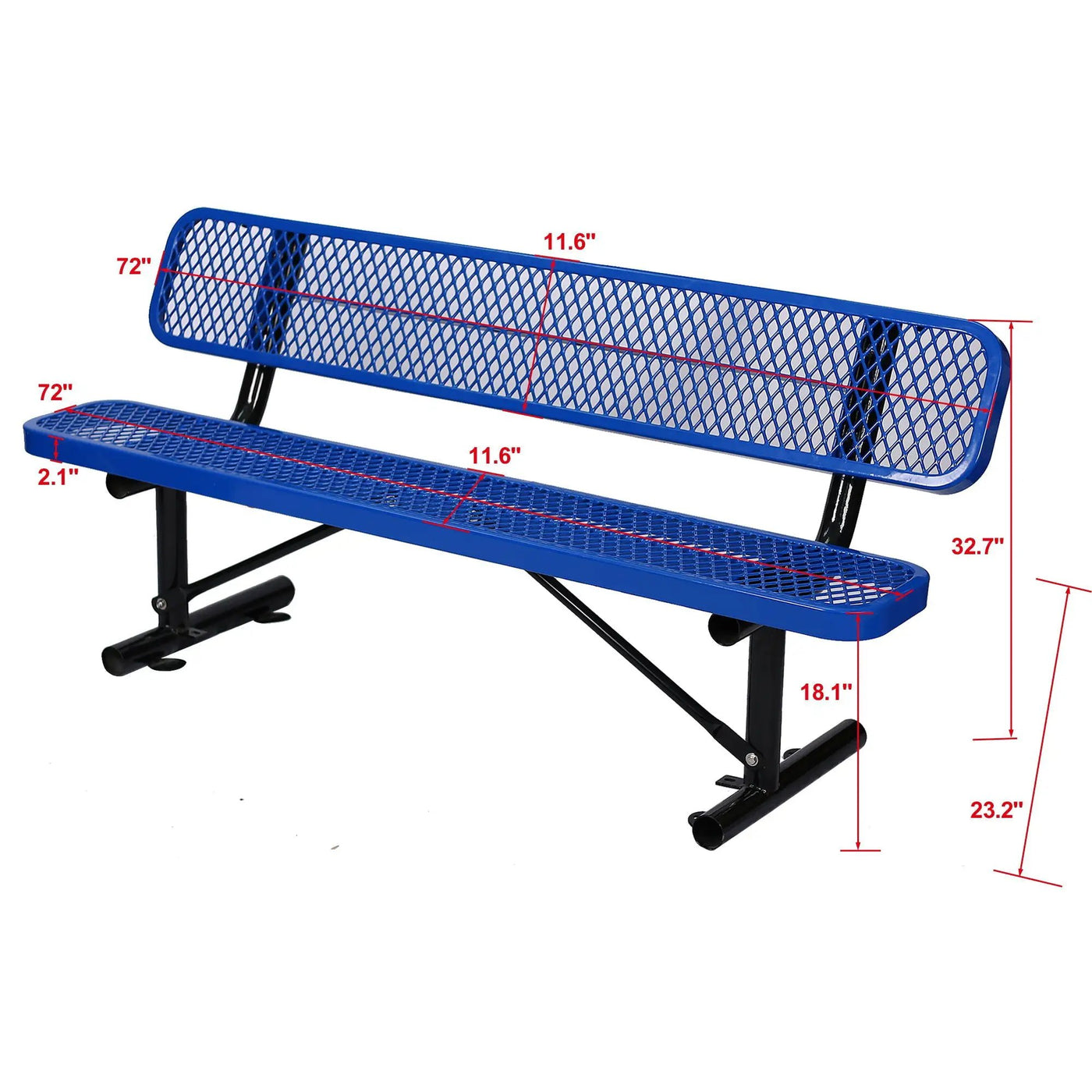 6' Outdoor Steel Bench With Backrest by HouseOfZazla