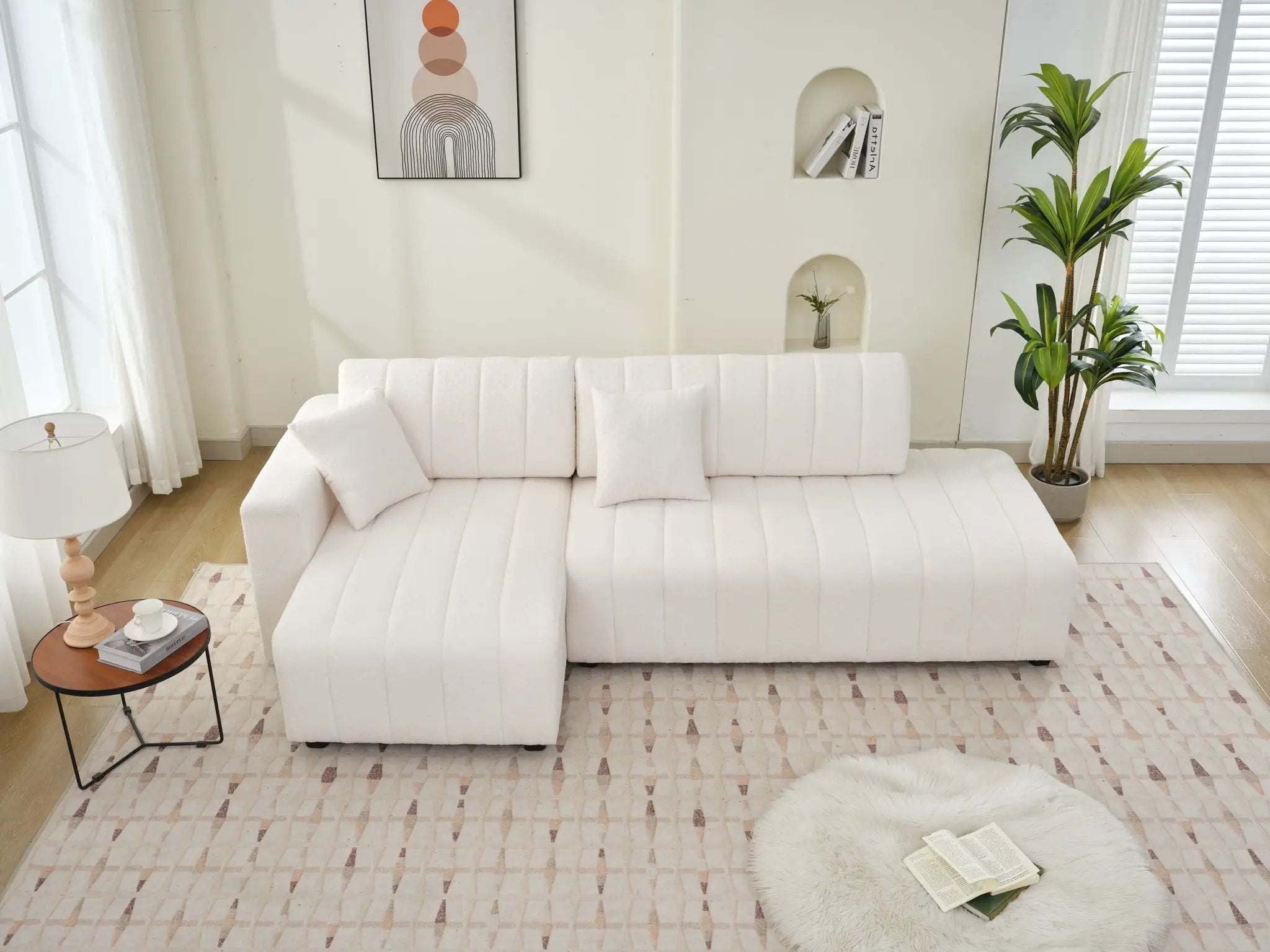 Jessica - Lamb Wool Sectional Sofa With Chaise, Versatile Configuration by Unique Piece Furniture