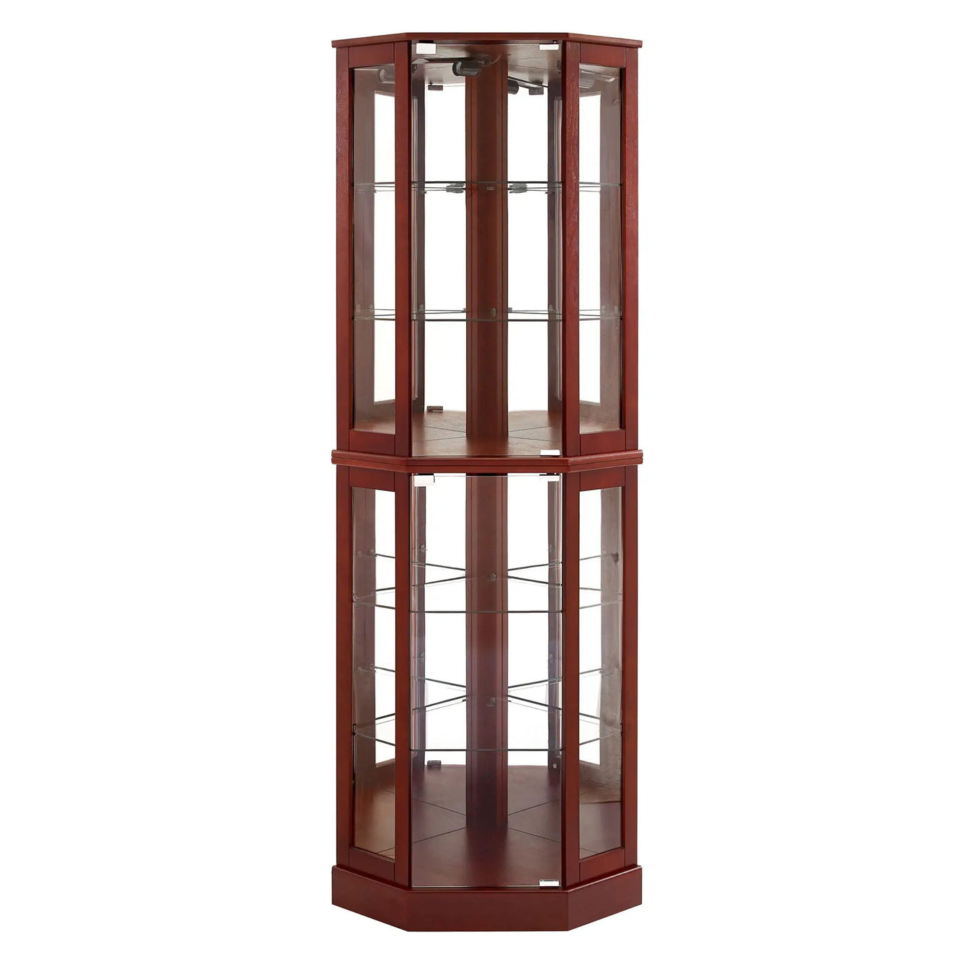 6 Shelf Corner Curio Display Cabinet With Lights, Mirrors And Adjustable Shelves by HouseOfZazla