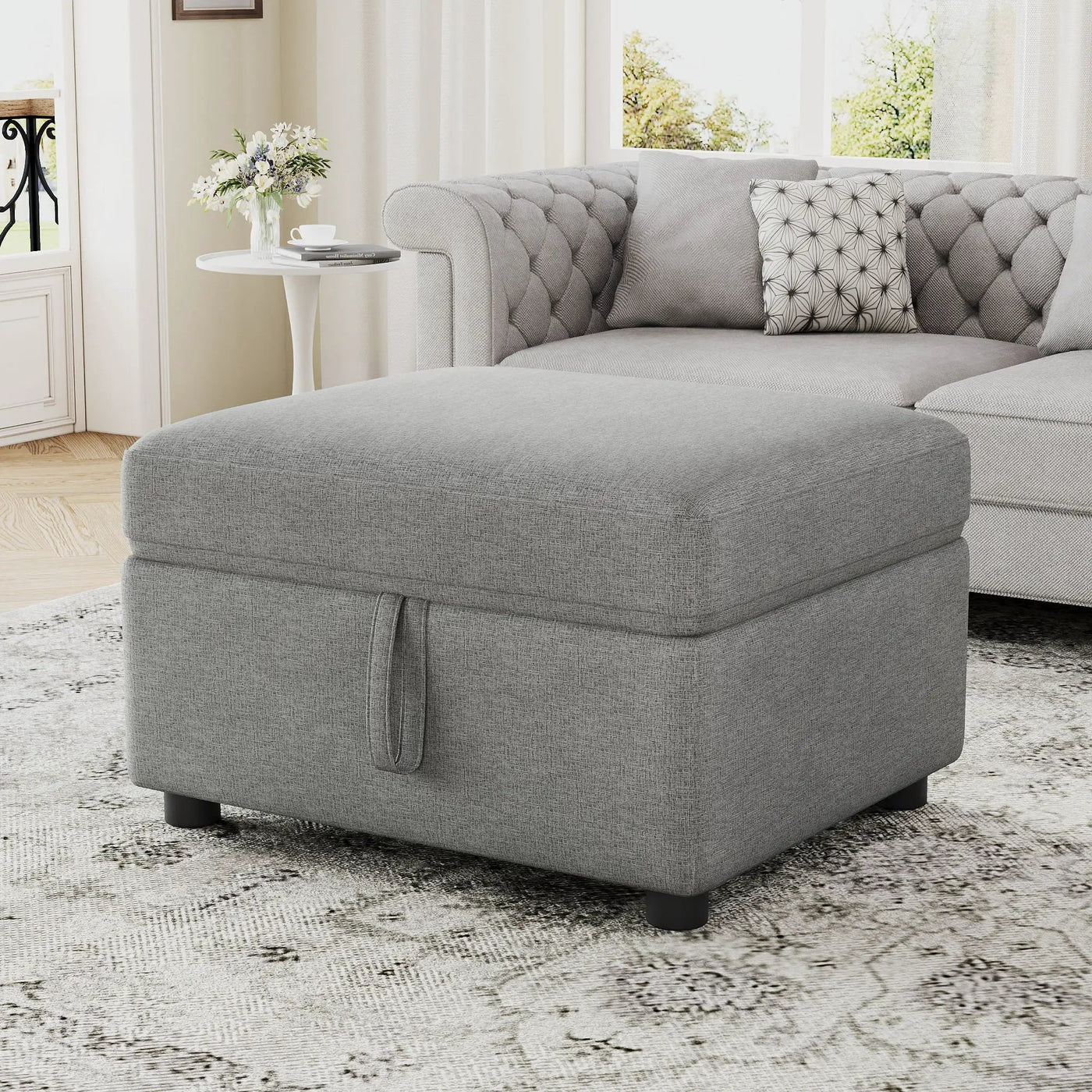 Movable Storage Ottoman Footrest For Living Room by HouseOfZazla