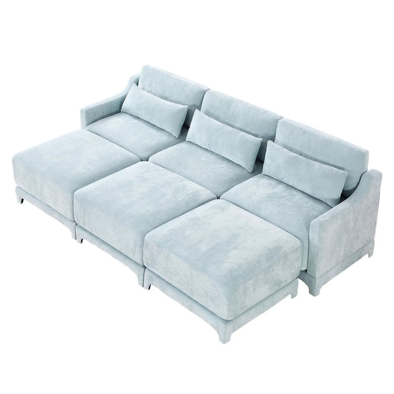 Stylish Sofa With Ottoman And Lumbar Pillows, Ergonomic Design by HouseOfZazla