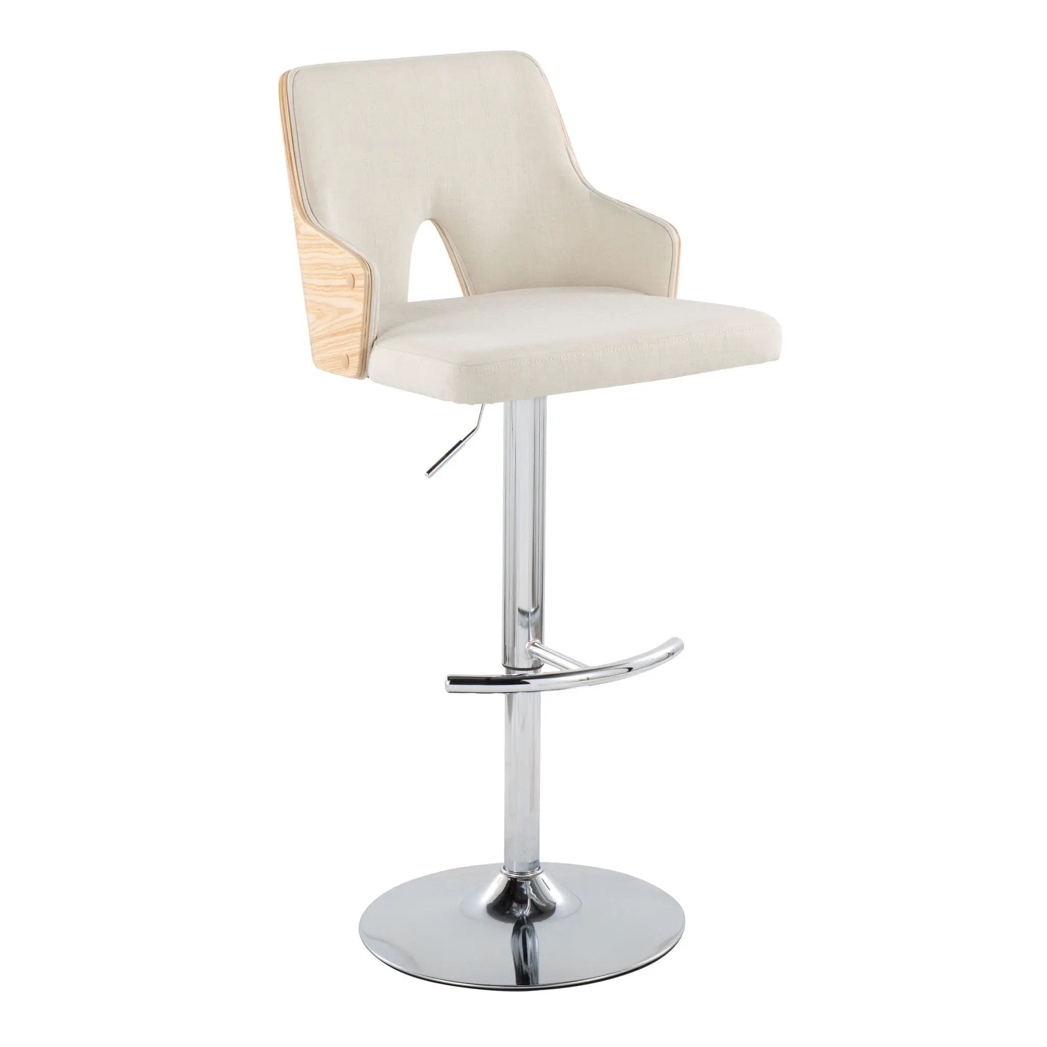 Stella - Contemporary Adjustable Barstool Stool With Swivel & Rounded T Footrest (Set of 2) by Unique Piece Furniture