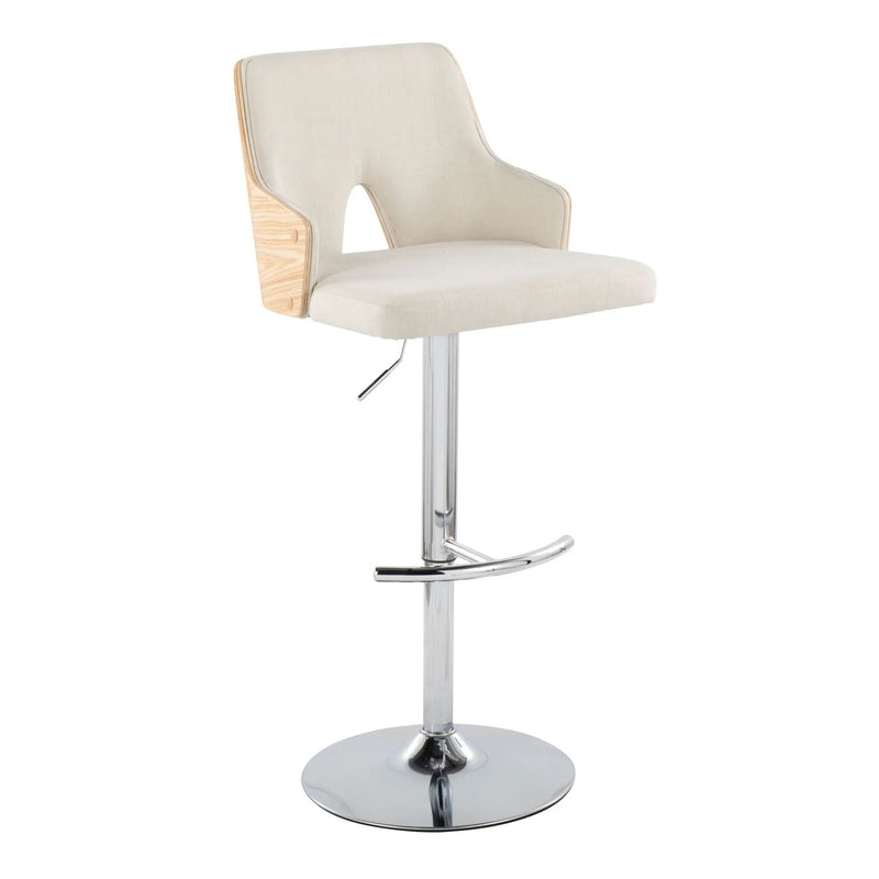 Stella - Contemporary Adjustable Barstool Stool With Swivel & Rounded T Footrest (Set of 2) by HouseOfZazla